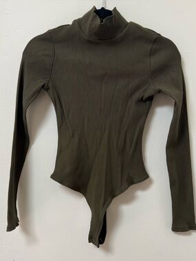 Lulu's Wilde Ribbed Long Sleeve Mock Neck Bodysuit Large